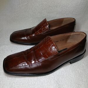 Stacy Adams Rich Brown Crocodile Pattern Loafers